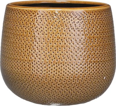 Mica Decorations Bloempot - okergeel - keramiek - 18 x 16 cm - plantenpotten