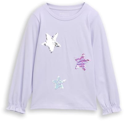 Tom Tailor - Shirt met lange mouwen en omkeerbare pailletten - Maat 92/98 - light lavender