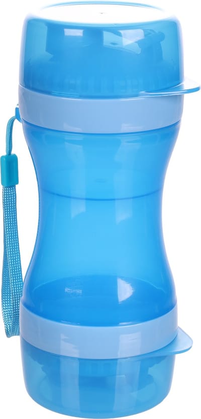 Flamingo Bassie - Reisbeker Honden - 2-in-1 Reisbeker Voor Water + Voer Bassie Blauw 9,5x8,5x21cm - 1st - 131255 - 1st