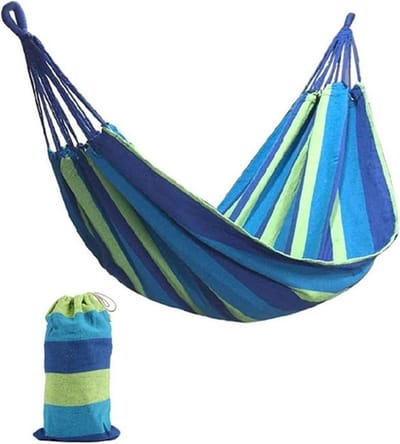 Hangmat Stoel - Schommel Zitje - Ontspanning Buiten - Draagbaar Canvas - 280x80 cm - Blauw