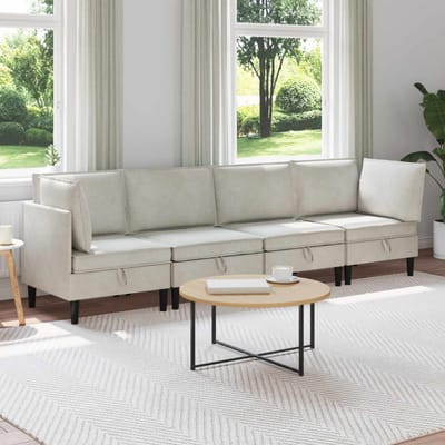 vidaXL - Woonkamer - Meubelset - 4 - st - Crèmekleurig - Fluweel