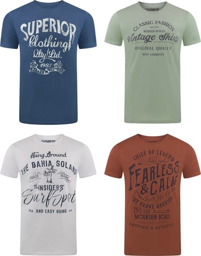 riverso Heren T-Shirt RIVLeon 4 Pack regular fit Veelkleurig L Ronde Hals Volwassenen - gemaakt van 100% katoen