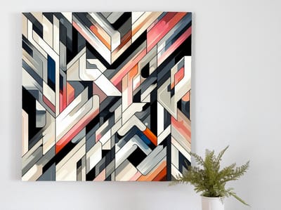 Acryl picasso schilderij | Vibrant brushstrokes of modernity: An abstract masterpiece in acrylic | Kunst - 50x50 centimeter op Dibond | Foto op Dibond