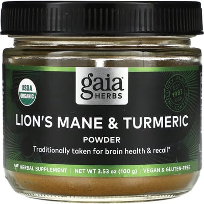 Gaia Herbs, Hericium Mane en Kurkumapoeder, 3,53 oz (100 gr)