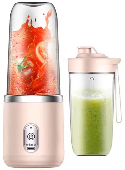 Oplaadbare On-the Go Blender met 2Cups - Krachtige Multifunctionele Blender - Perfect voor Smoothies, Shakes, Fruit en Groentesappen - Inhoud 2Cups: 400ml - Kleur: Roze
