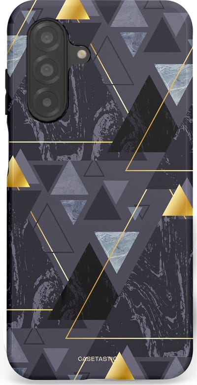 Casetastic hoesje geschikt voor Samsung Galaxy A26 - Dubbellaagse bescherming - Zwart Goudpatroon - Fashion Case - Donkergrijs Grijs