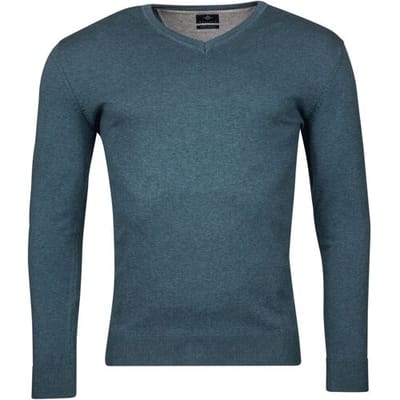 Baileys Trui Luxury Pima Cotton V-Neck Single Knit Steel Blue / male