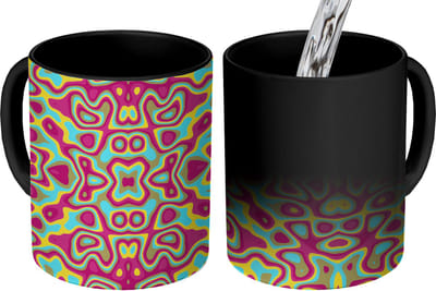 Magische Mok - Foto op Warmte Mokken - Koffiemok - Abstract - Patroon - Lavalamp - Hippie - Magic Mok - Beker - 350 ML - Theemok