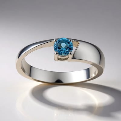 Cavill - Ring 925 Sterling Zilver met Palladium - Marambaia Blauwe Topaas 0,264 ct Rond Geslepen - Elegante Zilveren Ring - Minimalistisch Design