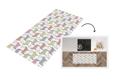 Keukenloper - Loper keuken - Patronen - Hert - Beige - 120x50 cm - Keukenloper vinyl