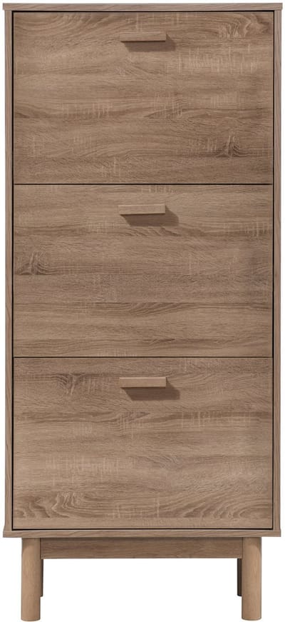 Melanie|Schoenenkast met 3 kleppen in eiken look wit