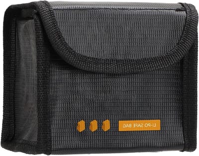 Lithium Batterijtas - Veilige Opbergtas - Batterijen Transport - Brandwerende Bescherming - 6 x 9 x 6 cm - Zwart