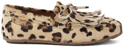 Lazamani hairy leren loafers met luipaardprint