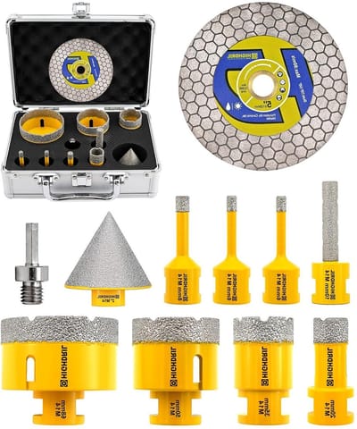 Diamantboren Set - Tegelboren Set - Gaten Boren - Industriële Diamant Coating - 11 Delig - Geel