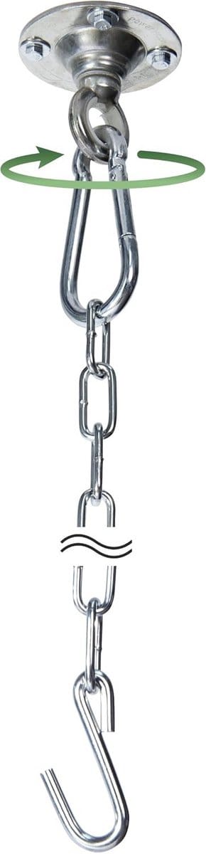 Kogelgelagerde plafondhaak Power Hook tot 200 kg voor hangstoel - incl. verlengketting 78 cm