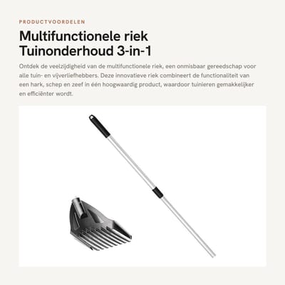 Dailygoods- Riek Multifunctioneel - Hark/Schep/Zeef - Tuinonderhoud - Tuingereedschap - 3-in-1 - Hoogwaardig Product