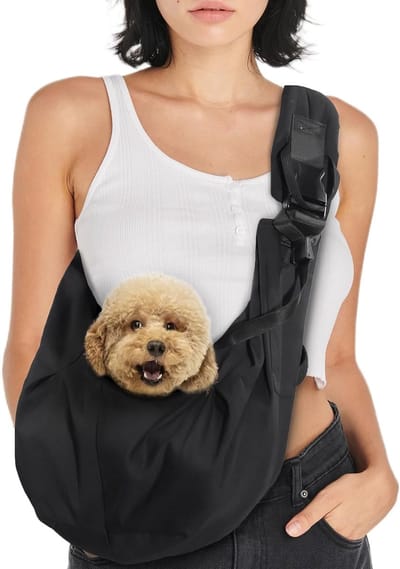 Famanu – Handsfree Crossbody Draagdoek voor Huisdieren – Veilige Zachte Buideltas voor Kleine Honden en Katten tot 15 Pond