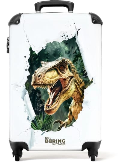 NoBoringSuitcases.com® - Kinderkoffer - Kindertrolley - T-Rex - Scheur - Handbagage koffer lichtgewicht - Reiskoffer trolley - Rolkoffer met wieltjes - Past binnen 55x40x20 en 55x35x25