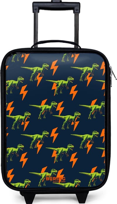 NoBoringSuitcases.com® - Kinderkoffer jongen - Kindertrolley meisje - Bliksemsnelle raptors - Koffer kind lichtgewicht - Reiskoffer trolley voor kinderen - Koffertje met lichtgevende wieltjes - Rolkoffer zwart