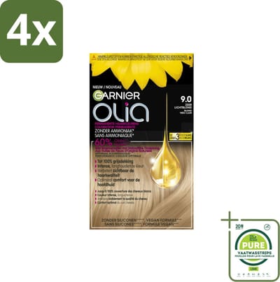 Garnier - Olia 9 - Haarkleuring - Zeer Lichtblond - Zonder Ammoniak - Intense Langhoudende Kleur - Voordeelverpakking - 4 stuks - Permanente haarkleuring - Haarkleur
