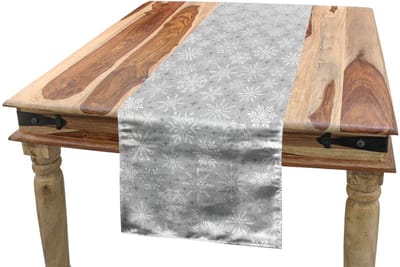 ABAKUHAUS Tafelloper – 40x180 cm, Grijs/Wit, Polyester, machinewasbaar