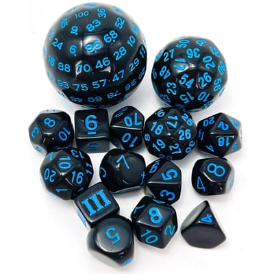 Collection de dés polyédriques DND Cubes POP D3-D100 Collections de dés en acrylique 15 pièces avec sac de transport en tissu pour cadeau Accessoires de jeu de société DND RPG