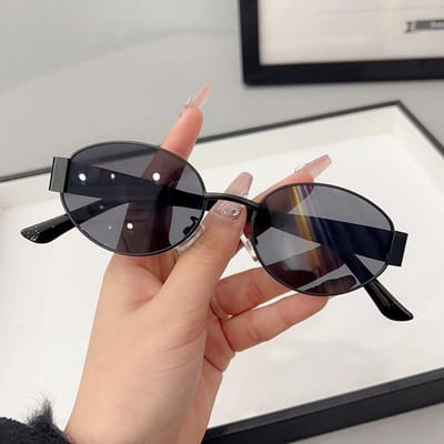 Retro Metalen Frame Ovalen Zonnebril voor Dames Heren Designer UV400 Luxe Kleine Zonnebril Rijden Luchtvaart Tinten as picture gray