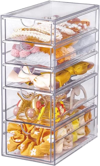 Haaraccessoire Organizer - Opbergdoos Lades - Badkamer Bureau - Doorzichtig Acryl - 25x10x17cm - Transparant