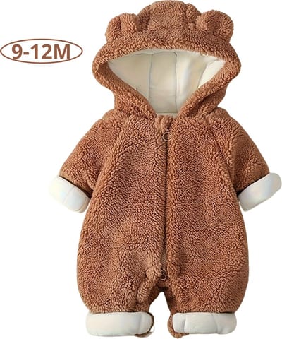 Livano Berenpakje Baby - Winterpak - Onesie - Teddy - Romper - Pakje - Jongen - Meisje - 9-12 Maanden - Bruin