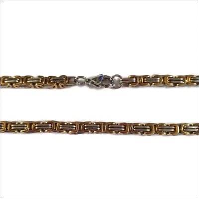 Aramat Jewels | Halskettingen | RVS Koningsketting Vierkant Bicolor – Zilver & Goudkleurig Stoere Ketting Man | 60cm / 4mm |60cm | | Staal | Volwassenen | Verkleurd niet