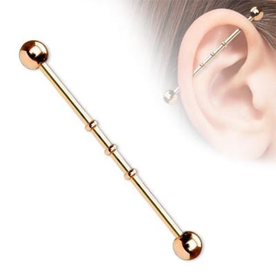 Industrial piercing Notched 38 mm - rose goud - LMPiercings