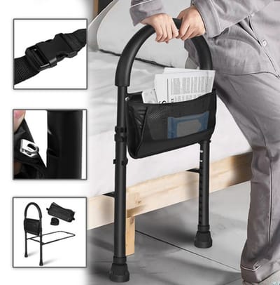 Froadp 83-113cm Bedhekje Zwart, Praktische Valbeveiliging zonder Boren, Stabiele Bedbescherming voor Eenpersoons- & Tweepersoonsbedden