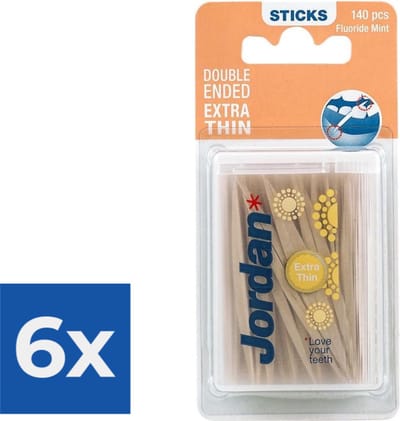 Jordan Extra dun - 140 st - Tandenstoker - Voordeelverpakking 6 stuks