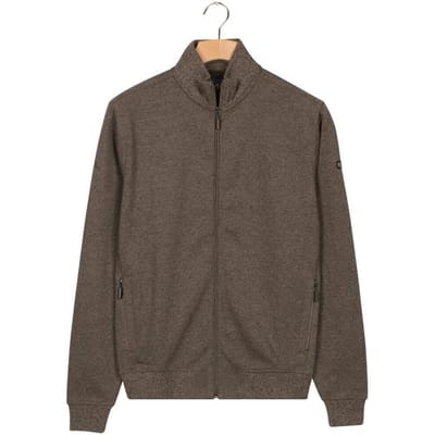 Baileys Vest Faux-Uni Sweat Cardigan Zip Cotton Blend Donker Bruin / male