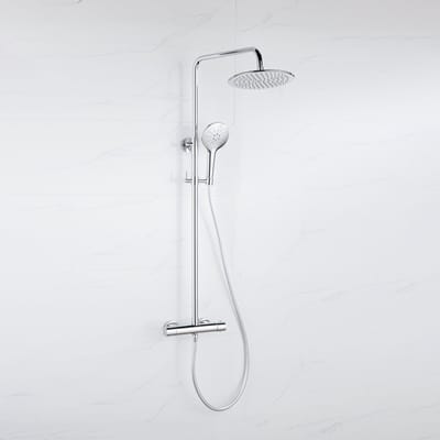 FugaFlow Eccelente Acces Regendoucheset - thermostatisch - 25cm hoofddouche - gladde slang - ronde handdouche - chroom