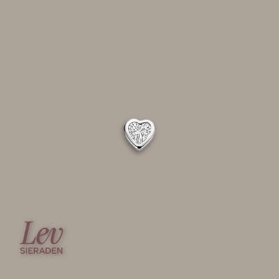Lev Sieraden Zilver labret piercing Zilver Labret Piercing met hartje zirkonia 4,5 mm lippiercing - tragus piercing - Oor piercing - Helix -