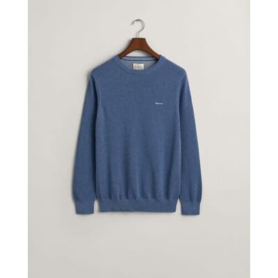 Gant Trui Cotton Piqué Ronde Hals Denim Blue / male