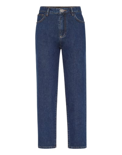Denim Trousers Mom Fit Hexagon