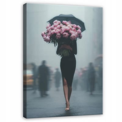 WALLARENA - Schilderij op canvas - 100x70 cm - abstracte vrouw met bloemen - Geschikt voor slaapkamer en woonkamer
