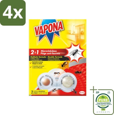 Vapona – Mierenlokdoos – Dubbele Insectenval - Voordeelverpakking - 4 stuks - Mierenbestrijding - Mierenlokdoos