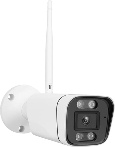 Bewakingscamera Buiten - WLAN Camera HD - Huis Beveiligen - Bewegingsdetectie Nachtzicht - 1080p Resolutie - Wit