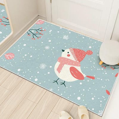 Tapis de sol pour toilettes en imitation cachemire dessin animé mignon, tapis absorbant antidérapant pour salle de bain, tapis de porte de toilette, tapis de toilette, tapis de bain 40 * 60CM Crystal Fleece white