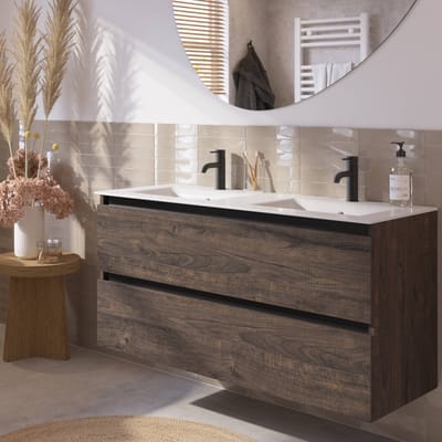 Saqu Gaia Badkamermeubel Set - 121x51 cm - Voorgemonteerd - Bruin - Wastafelmeubel - Badmeubel