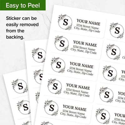 72 Gepersonaliseerde Retouradresstickers Custom Envelopadresstickers Met Bloemenmonogram Makkelijk Los te Peelen en Plakken Verzendstickers