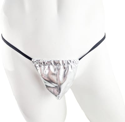 BamBella ® - ondergoed - maat Onesize S M L - String heren onderbroek Zwart wit zilver kleurig string glitterr wetlook mannen