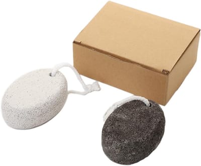 2-Pack Natuurlijke Puimsteen - Voor het Verwijderen van Eelt op Voeten - Natuurlijke Voetvijl - Eeltverwijderaar - Geschikt voor Handen en Voeten - Pedicure Gereedschap - Zwart + Grijs