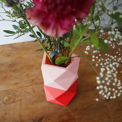 KLOQ Origami Vaas Neon Oranje & Perzik Pastel M - 3D geprinte vaas