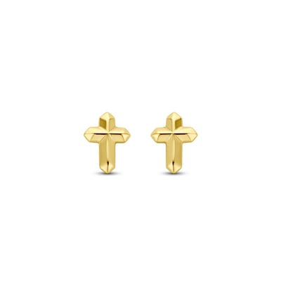 YO&NO Oorknoppen kruis - 6 mm - Sieraden Vrouw - Goud 14 Karaat