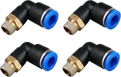 90° Pneumatische Elleboog Plug - 4 Stuks 8mm 1/8 Inch, Koppeling voor Perslucht met Koper Draad, Push-In Fitting voor Compressed Air Systemen