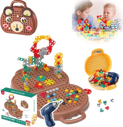 Gereedschapskist Speelgoed - Montessori Speelgoed - Kind Ontwikkeling - Realistische Boormachine - Kindermaat - Bruin